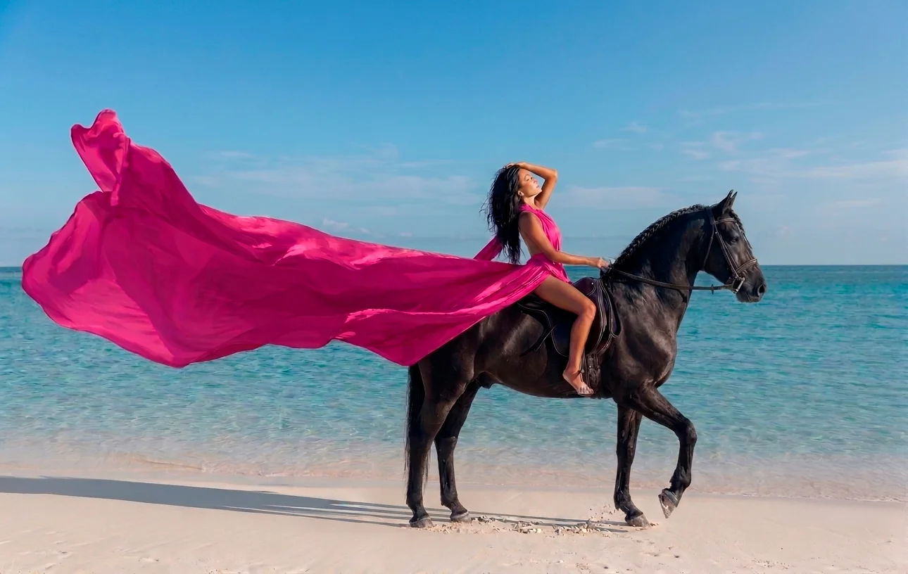 Flying Dress Cancun with Horse — Pro Art Photographers