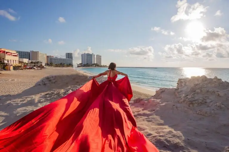 Flying Dress Photoshoot Cancun Red