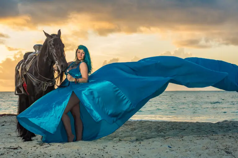 flying dress cancun with horse