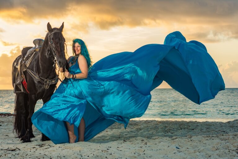 Cancun Flying Dress Photoshoot Horse